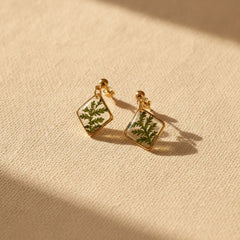 Axiom in Green - Tiny Fern Earrings - Gold – 24k gold plated brass, 24K gold-plated stainless steel… – Atelier Modernista