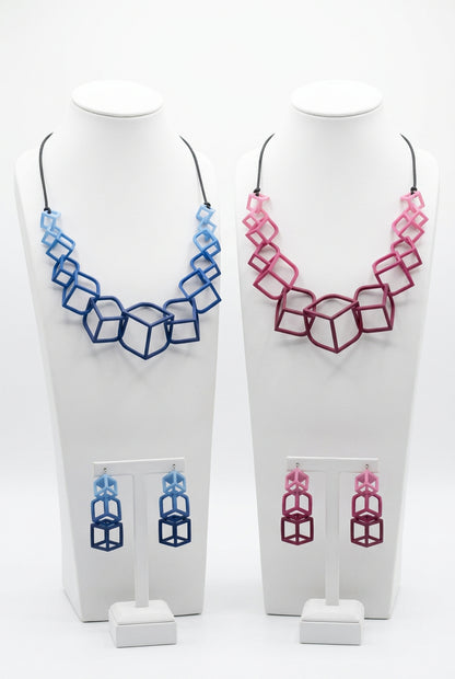 Cobalt CUBE 3-D-Printed Necklace