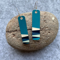 Bauhaus Teal Earrings – Aluminum, Silver – Atelier Modernista