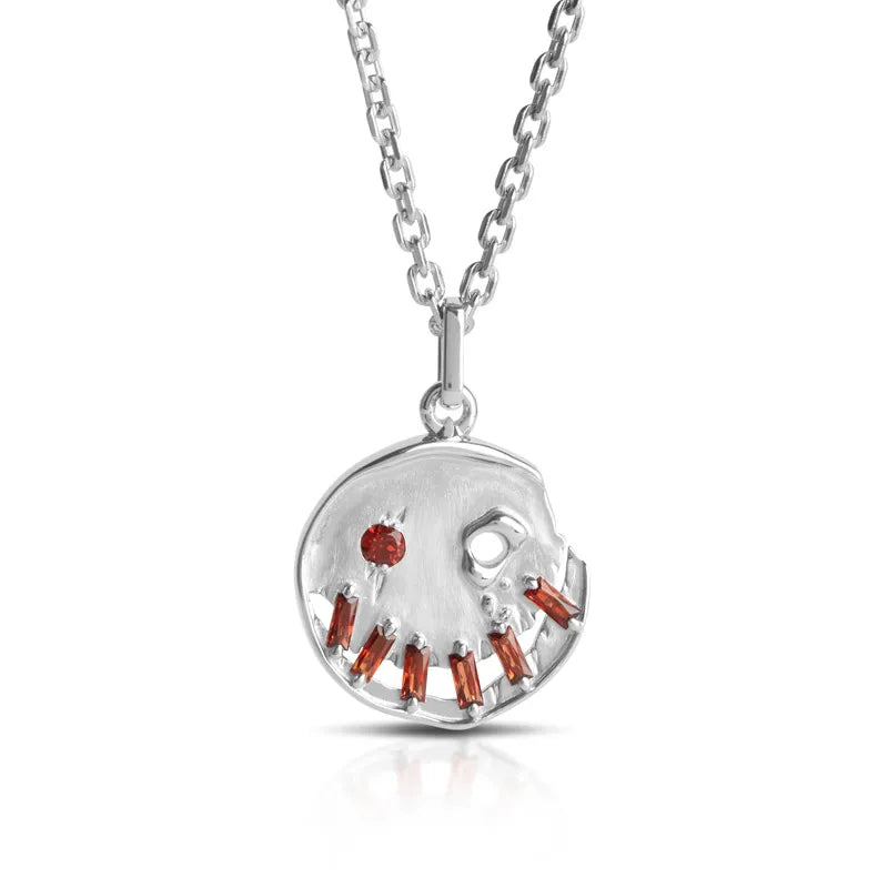 Kintsugi Silver and Garnet 'Smile' Pendant – 925 Silver, Garnets – Atelier Modernista
