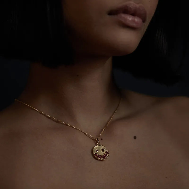 Kintsugi Silver and Garnet 'Smile' Pendant – 925 Silver, Garnets – Atelier Modernista