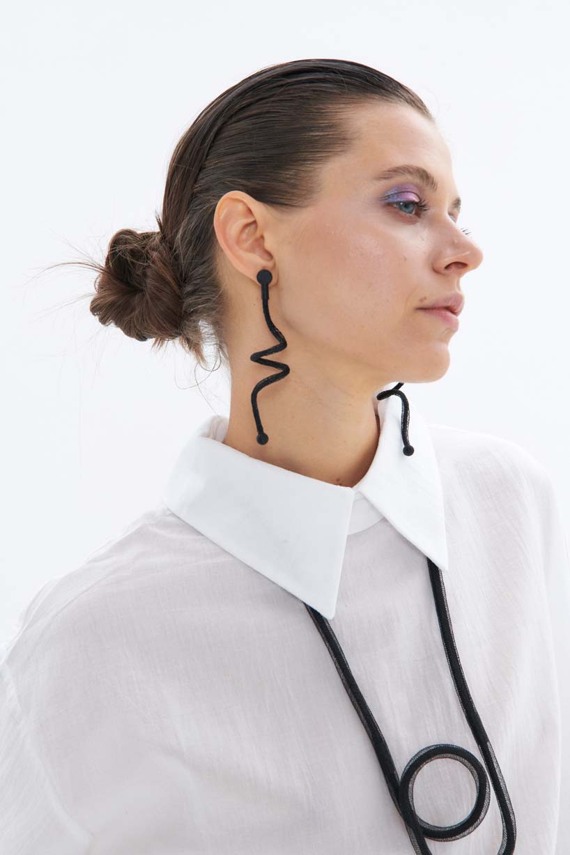Iskin Life Spiral Earrings - Black – Mesh, Cord – Atelier Modernista