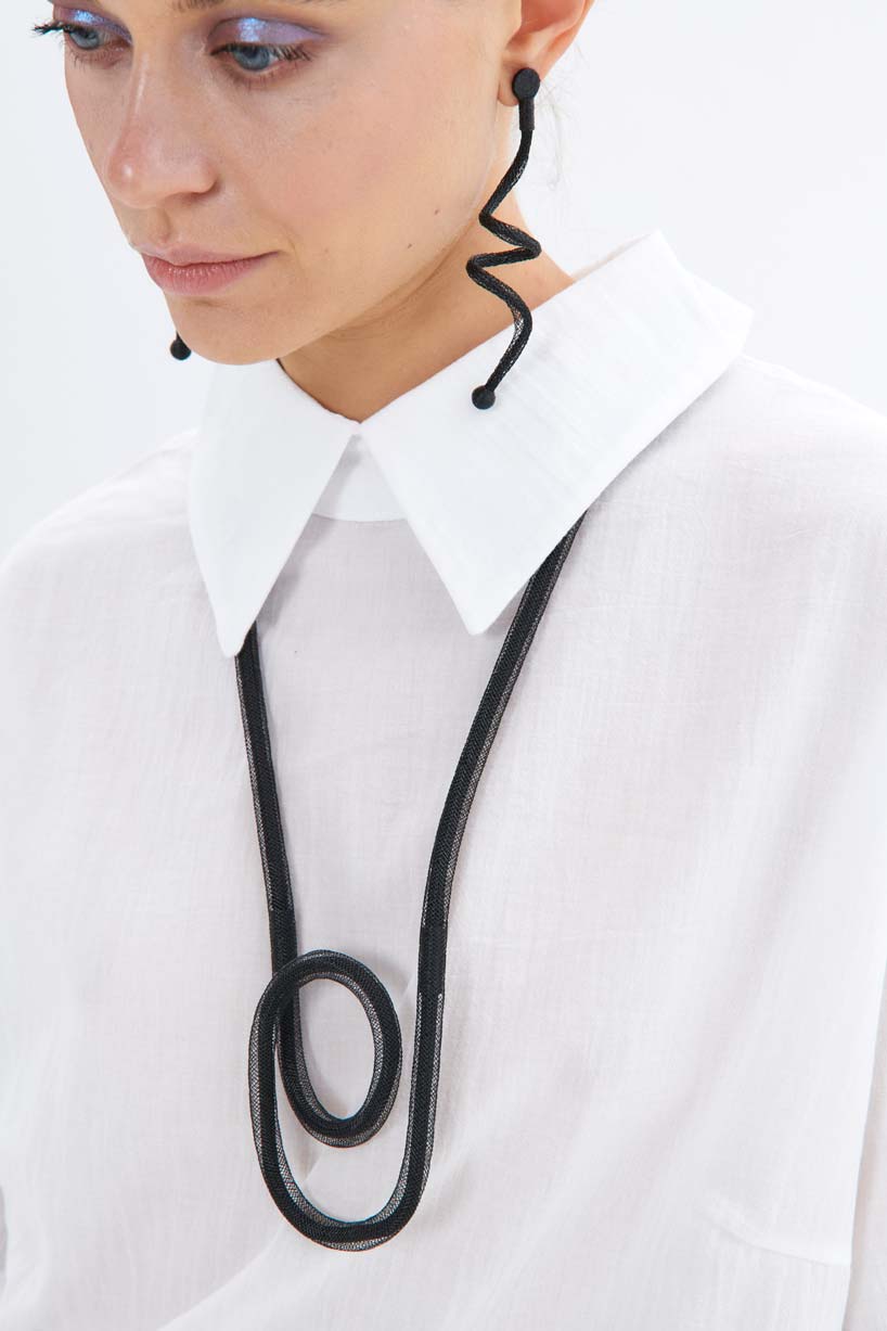 Iskin Life Spiral Earrings - Black – Mesh, Cord – Atelier Modernista
