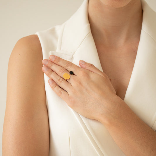 Golden and Black Ring Miró Jewelry