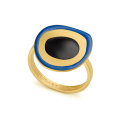 Coloured Circles gilded brass ring, after Miró's L'Étrangère