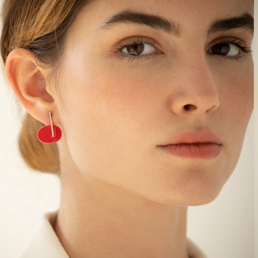 Silver-Plated Earrings Red Miró Jewelry