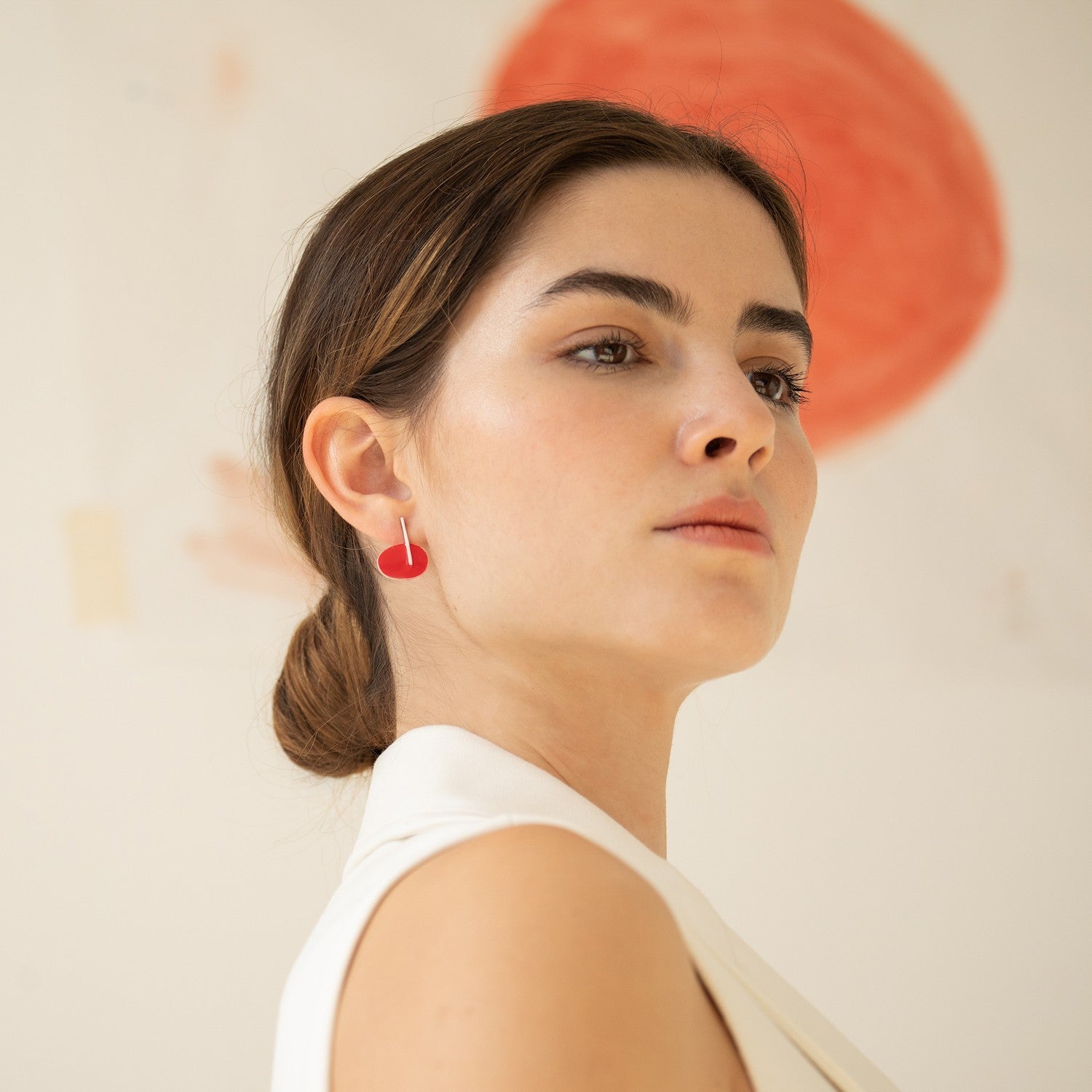Silver-Plated Earrings Red Miró Jewelry