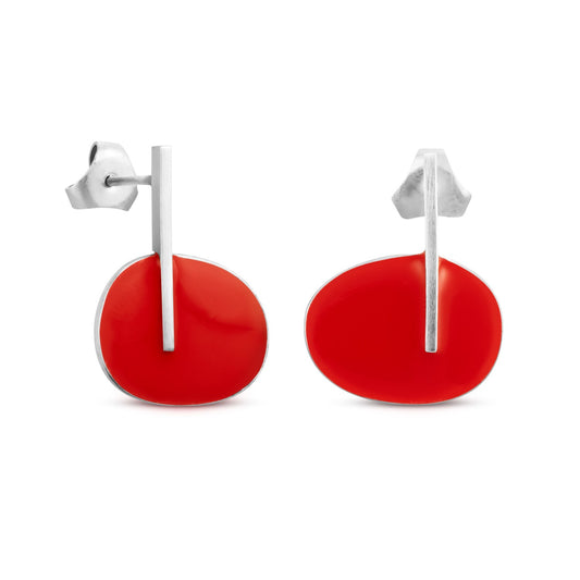 Silver-Plated Earrings Red Miró Jewelry