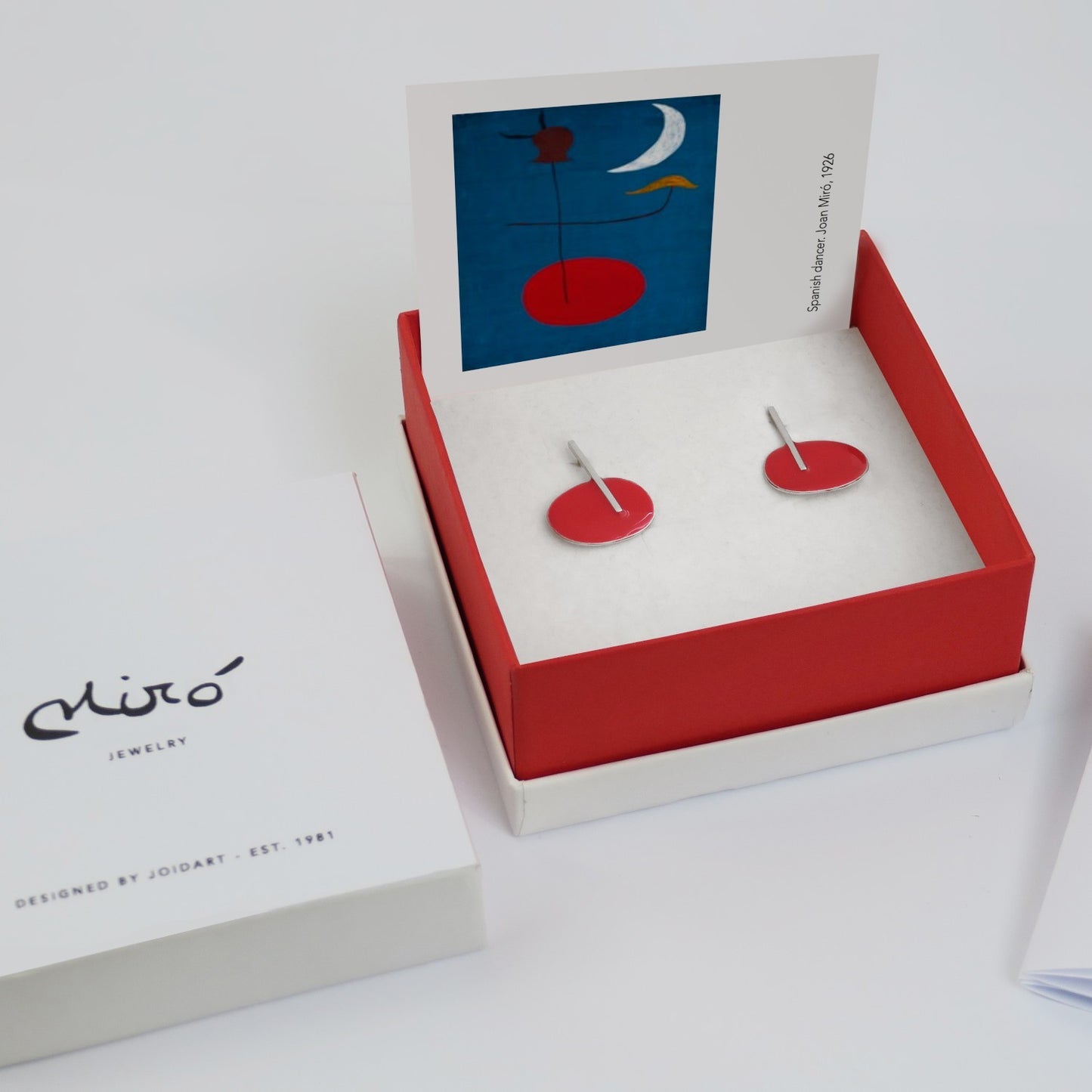 Silver-Plated Earrings Red Miró Jewelry