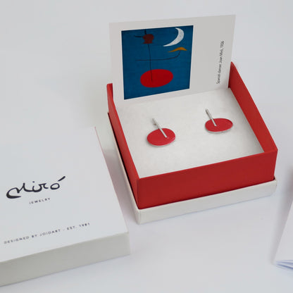 Silver-Plated Earrings Red Miró Jewelry