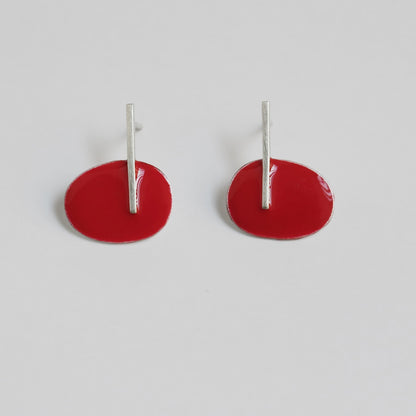 Silver-Plated Earrings Red Miró Jewelry