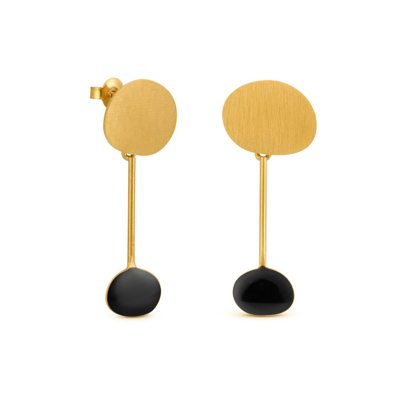 Golden Earrings and Black Miró Jewelry