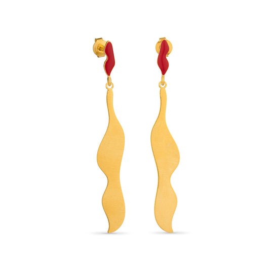 Golden Earrings Miró Jewelry Red