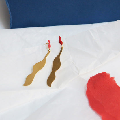 Golden Earrings Miró Jewelry Red