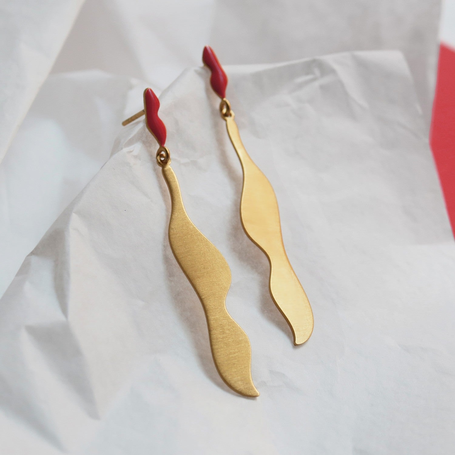 Golden Earrings Miró Jewelry Red