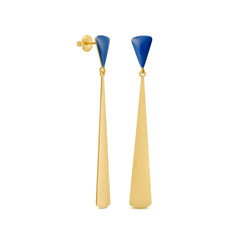 Miró 'Paysage Catalan' Long Slim Earrings, Blue + Gold – Brass, Enamel, Gold Plated – Atelier Modernista