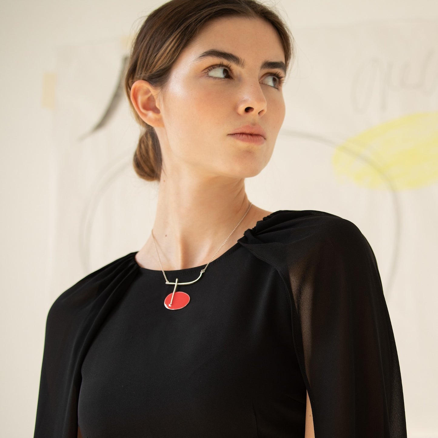Golden Necklace Red Miró Jewelry