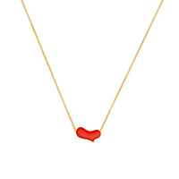 Gilded brass heart pendant necklace with red enamel, after Miró's Sans titre
