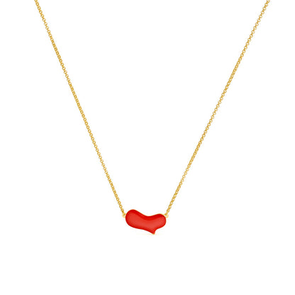 Gilded brass heart pendant necklace with red enamel, after Miró's Sans titre