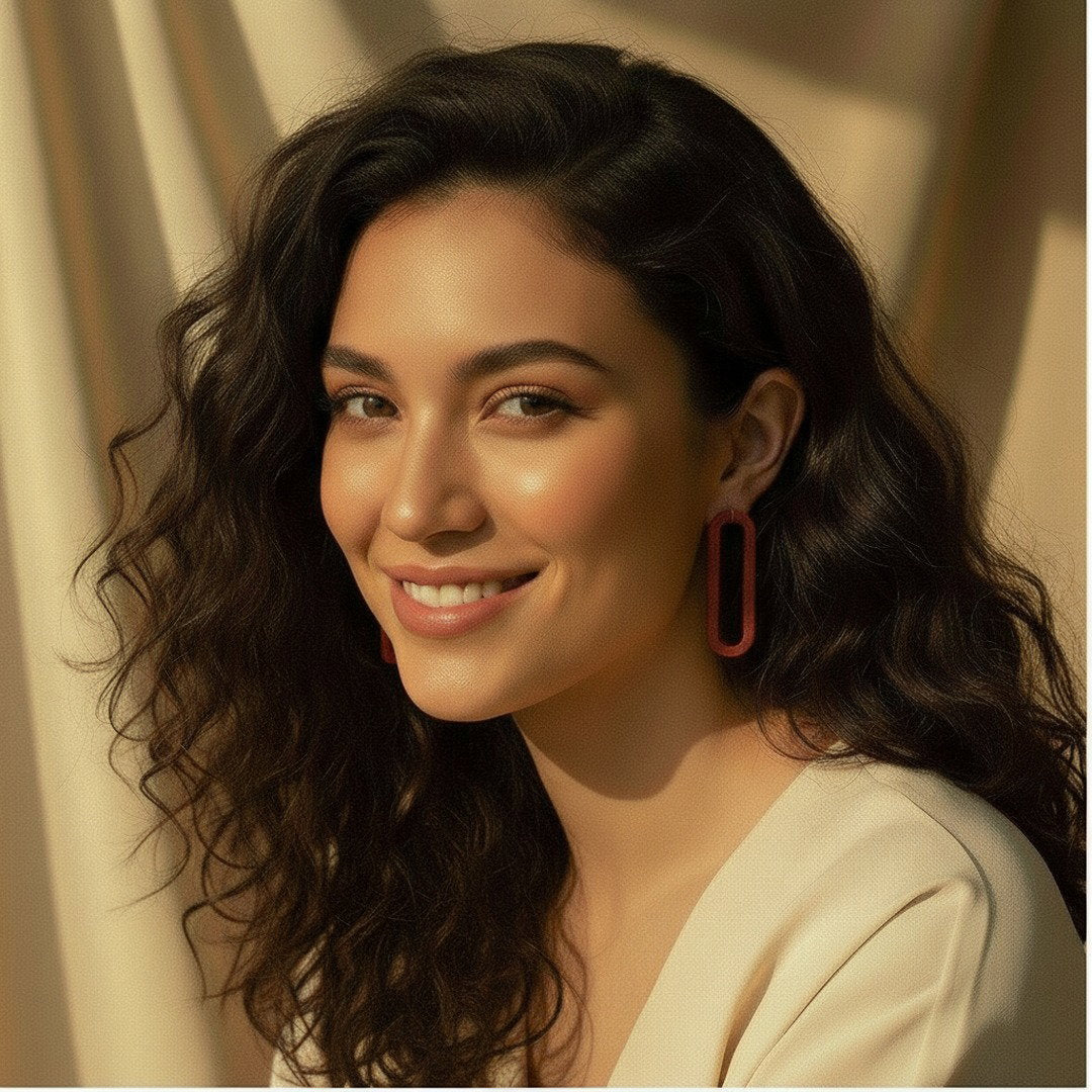 Oval-and-Out Earrings in Red