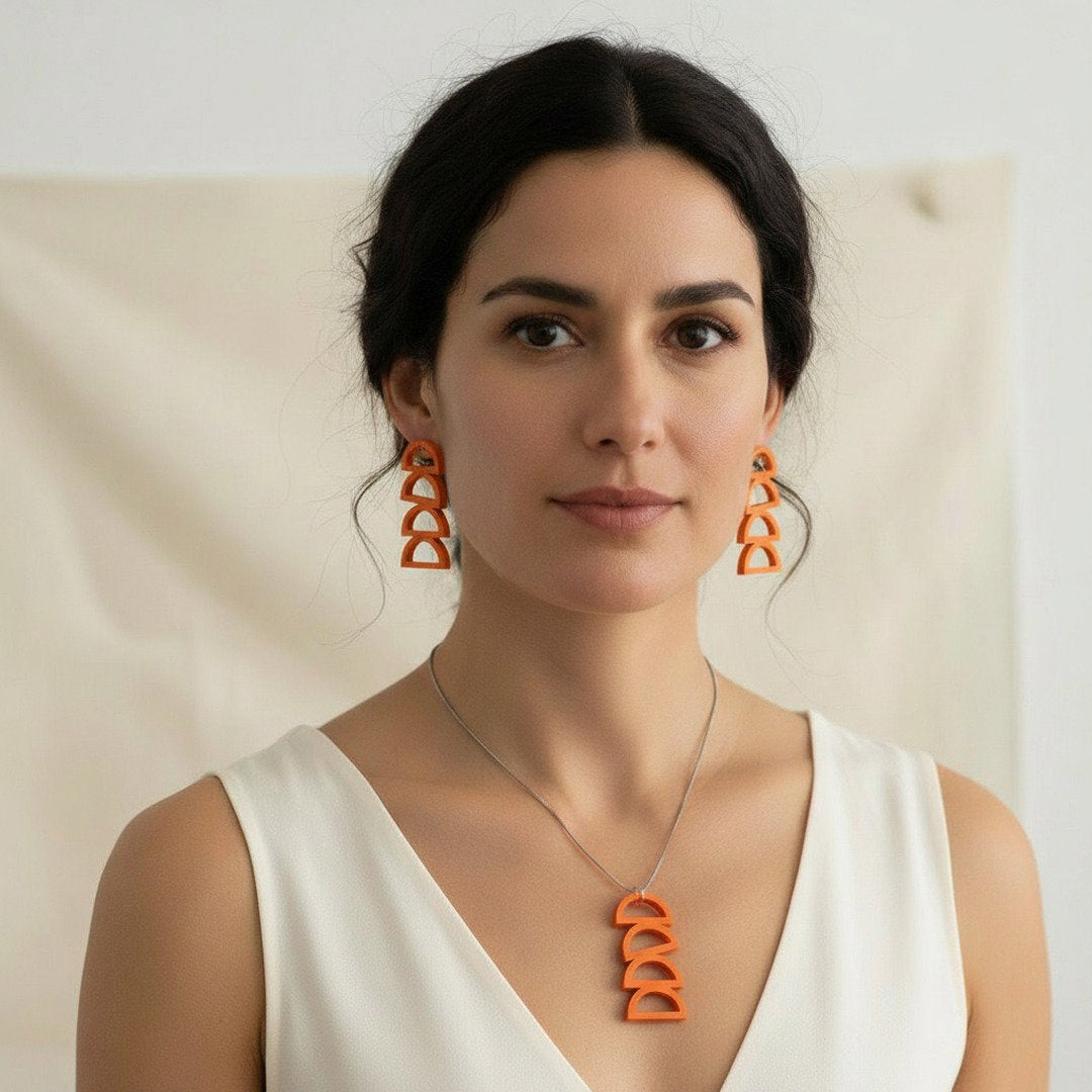 Orange Arc Earrings