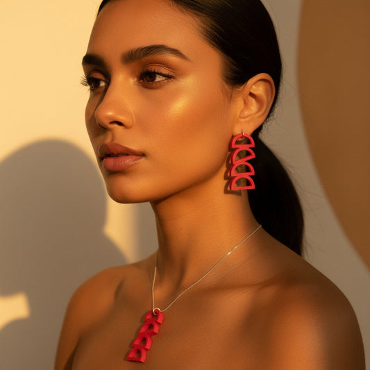 Red Arc Earrings