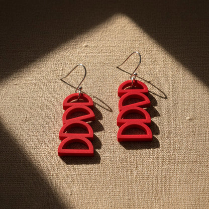 Red Arc Earrings