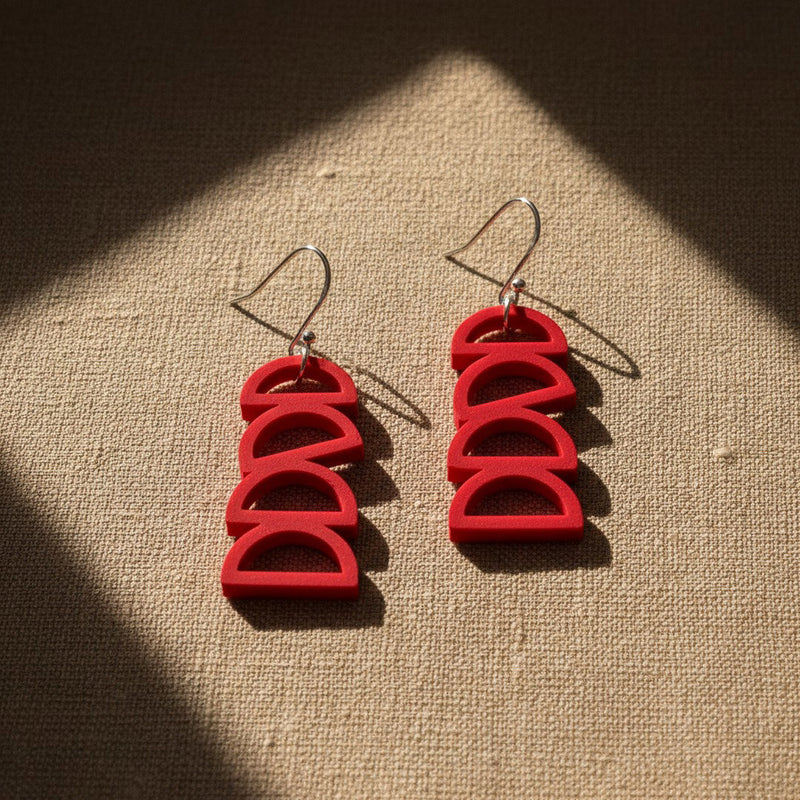 Red Arc Earrings