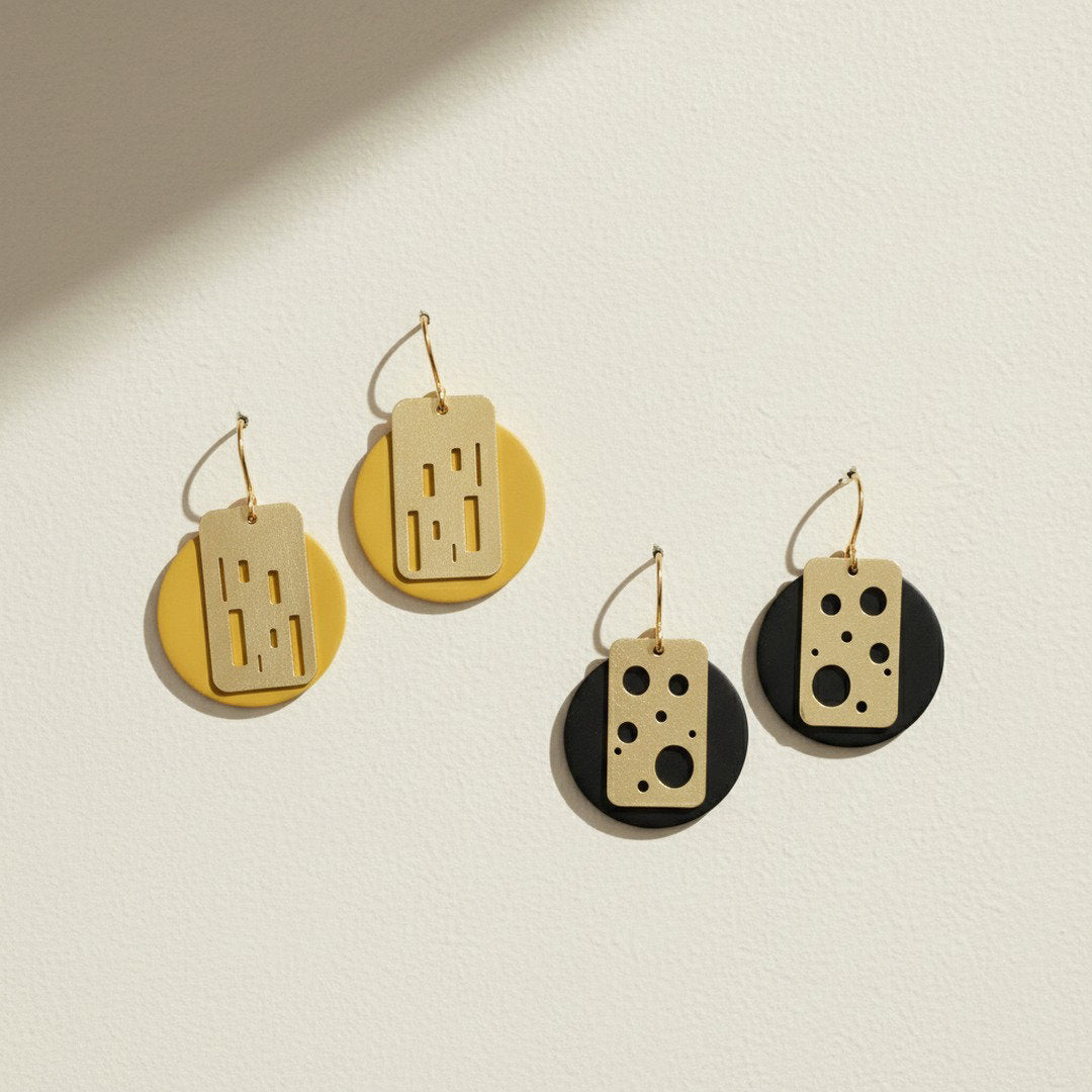 Strata Geometrica Earrings in Yellow