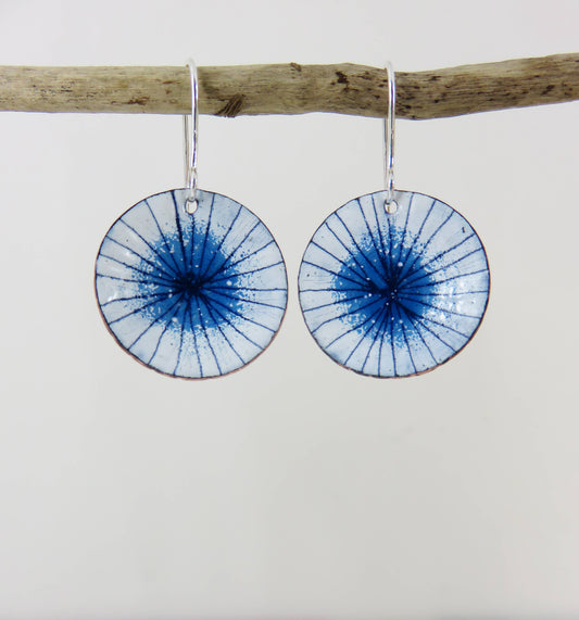 Euclid Collection - Hand-Drawn Waterpool Enamel Drop Dangle Earrings