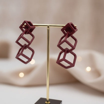 Cobalt CUBE 3-D-Printed Earrings