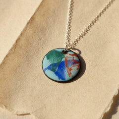 Chromatic Series No. 8 - Blue & Red Enamel Pendant