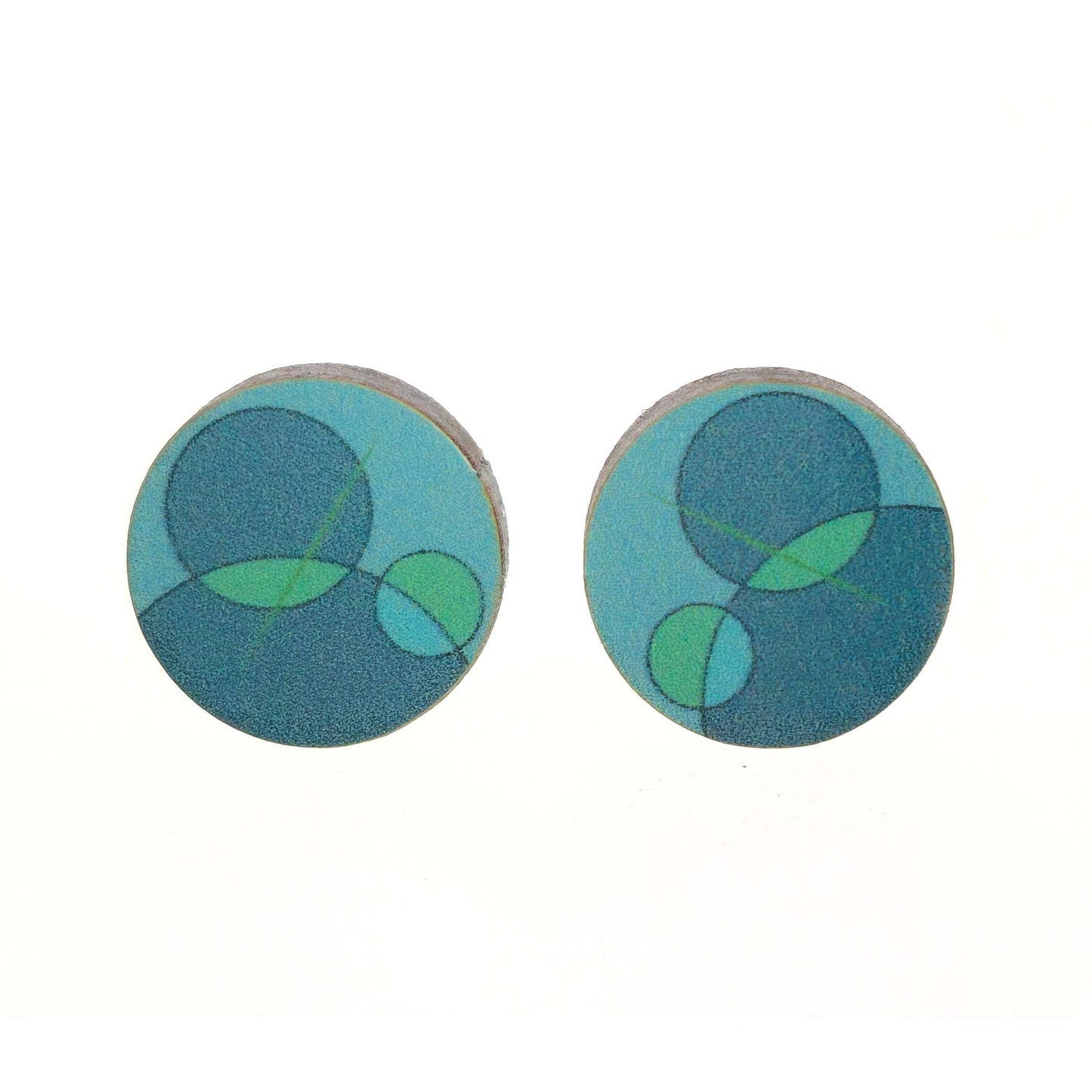 Venn Diagrams No 2 - Green Architectural Earrings in Sustainable Wood