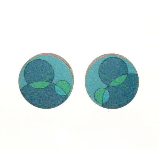 Venn Diagrams No 2 - Green Architectural Earrings in Sustainable Wood