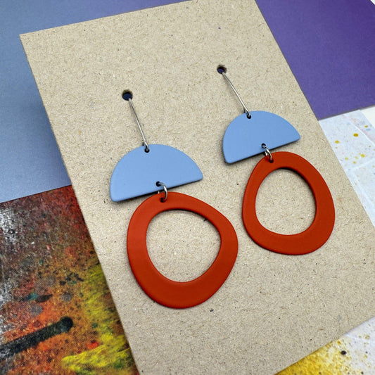 Gallery Collection - Shallow Blue and Deep Red Earrings