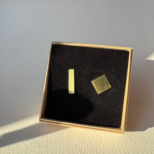 Euclid Collection - Asymmetric Square + Line Earrings