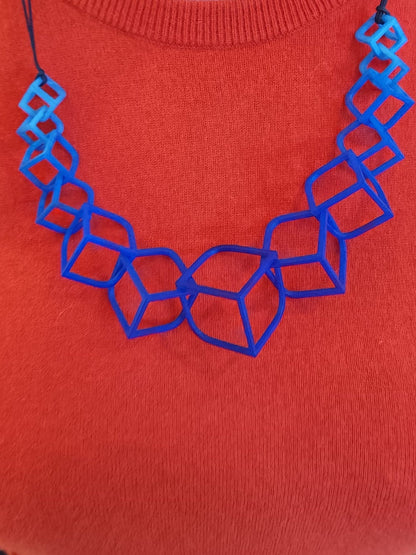 Cobalt CUBE 3-D-Printed Necklace