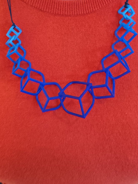 Cobalt CUBE 3-D-Printed Necklace