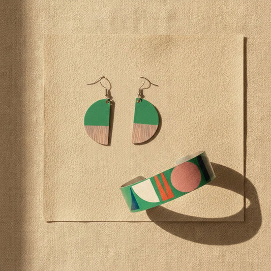 Bauhaus Bracelet in Green + Pink