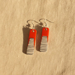 Line Art Earrings in Red