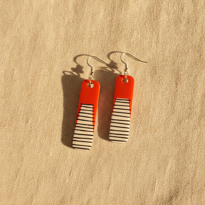 Line Art Earrings in Red