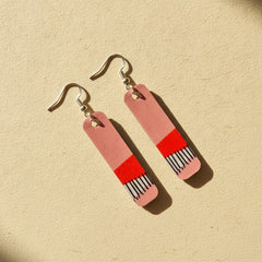 Pink+Red Line-Art Earrings