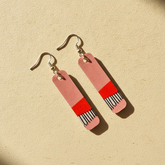 Pink+Red Line-Art Earrings