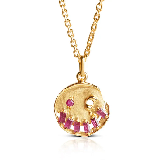 Kintsugi 18K Gold Vermeil and Garnet 'Smile' Pendant – 18K Gold Verneil, 925 Sterling Silver, Garnets – Atelier Modernista