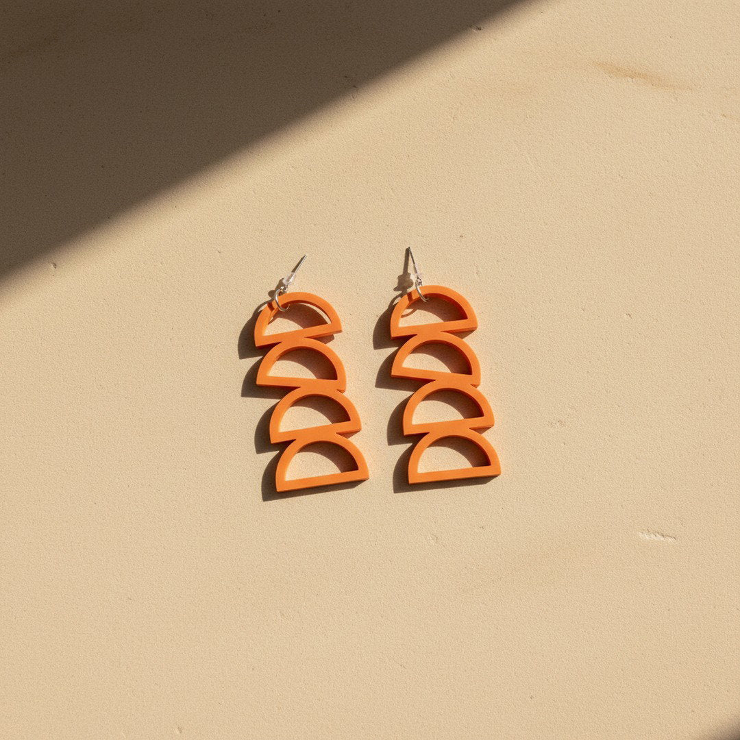 Orange Arc Earrings