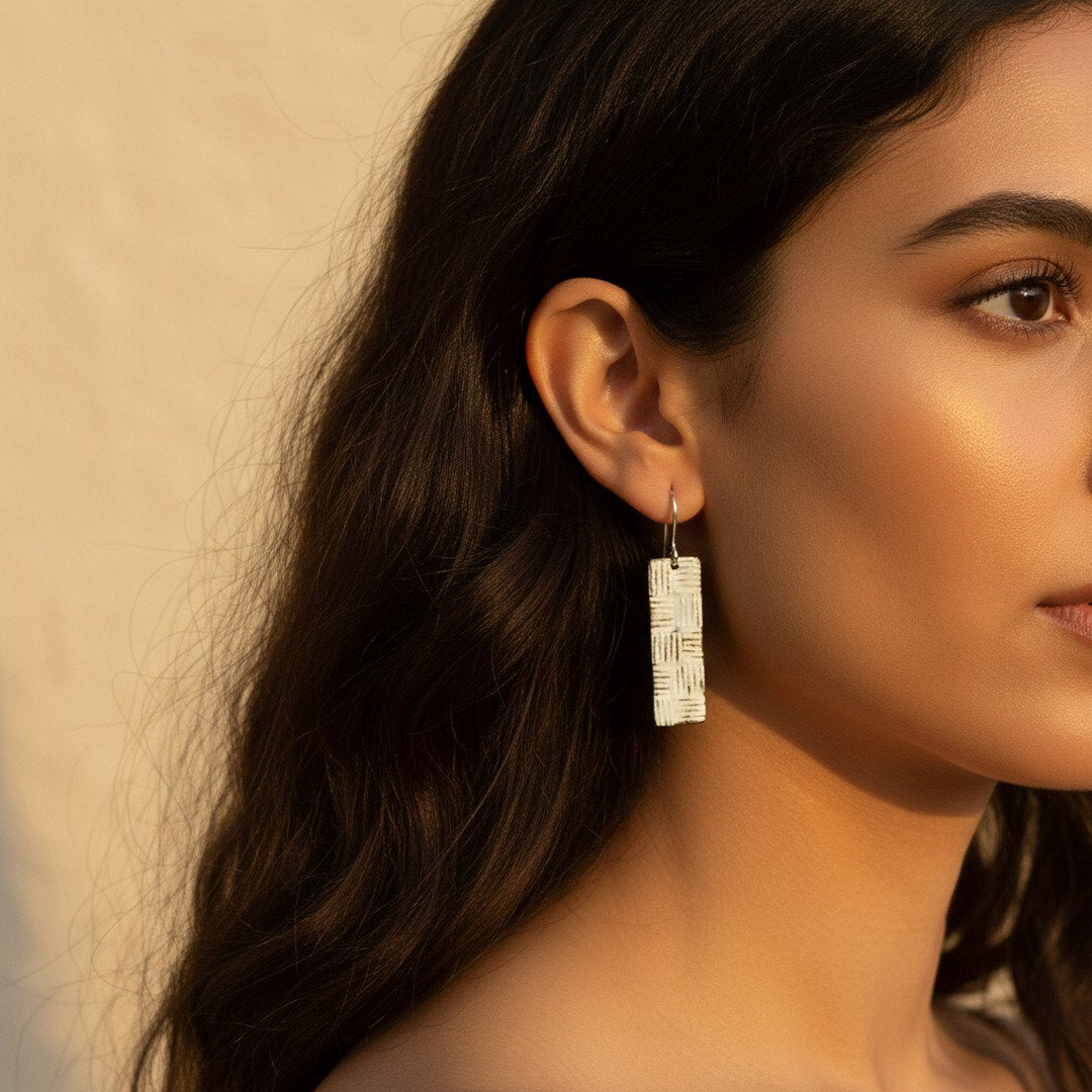 The Portico Earrings - Textured Copper & Enamel